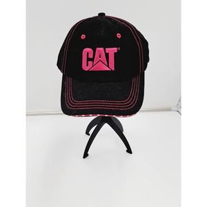 NWT Cat Black Pink embroidered hat Pink White Polka Dot Trim